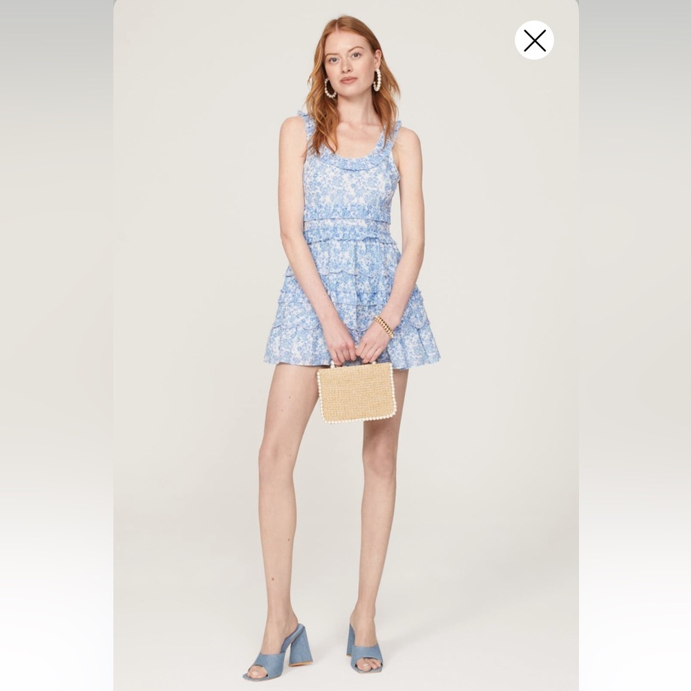 Loveshackfancy Pippy Dress - Blue Floral Mini Dress